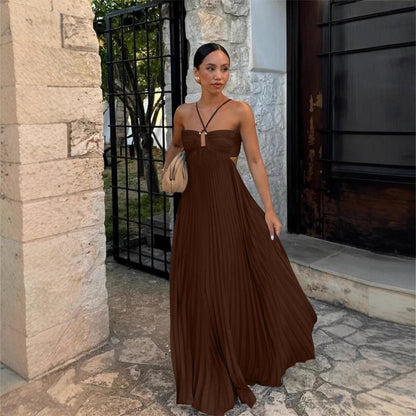 Robe bustier plissée sans manches à bretelles, taille haute et décolletée, idéale pour les soirées et les clubs