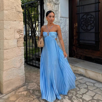 Robe bustier plissée sans manches à bretelles, taille haute et décolletée, idéale pour les soirées et les clubs