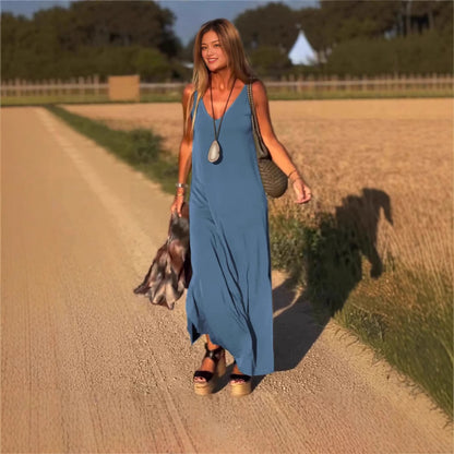 Robes à bretelles et col en V tendance et sexy pour femmes