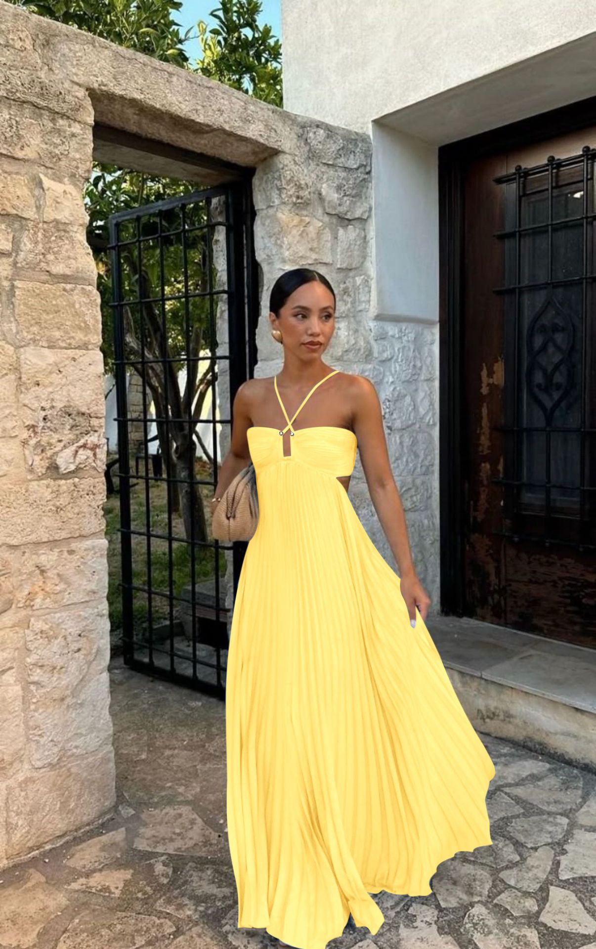Robe bustier plissée sans manches à bretelles, taille haute et décolletée, idéale pour les soirées et les clubs