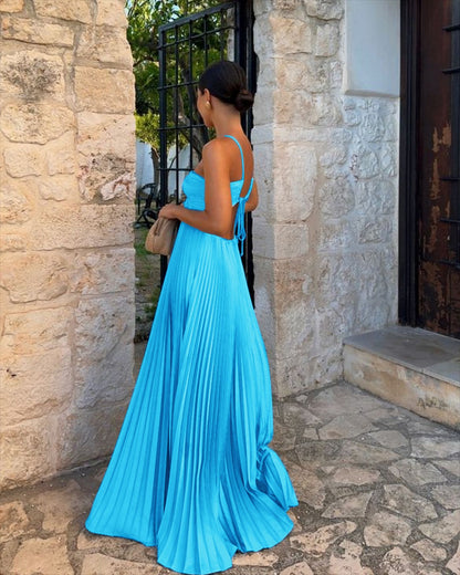 Robe bustier plissée sans manches à bretelles, taille haute et décolletée, idéale pour les soirées et les clubs
