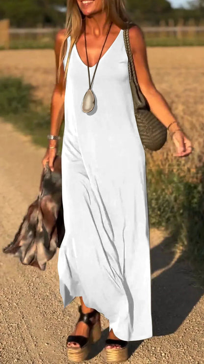 Robes à bretelles et col en V tendance et sexy pour femmes