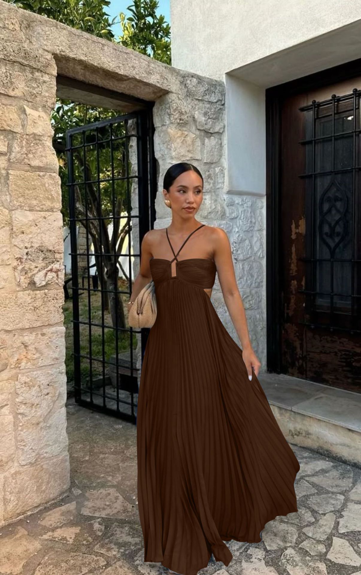 Robe bustier plissée sans manches à bretelles, taille haute et décolletée, idéale pour les soirées et les clubs