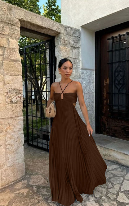 Robe bustier plissée sans manches à bretelles, taille haute et décolletée, idéale pour les soirées et les clubs