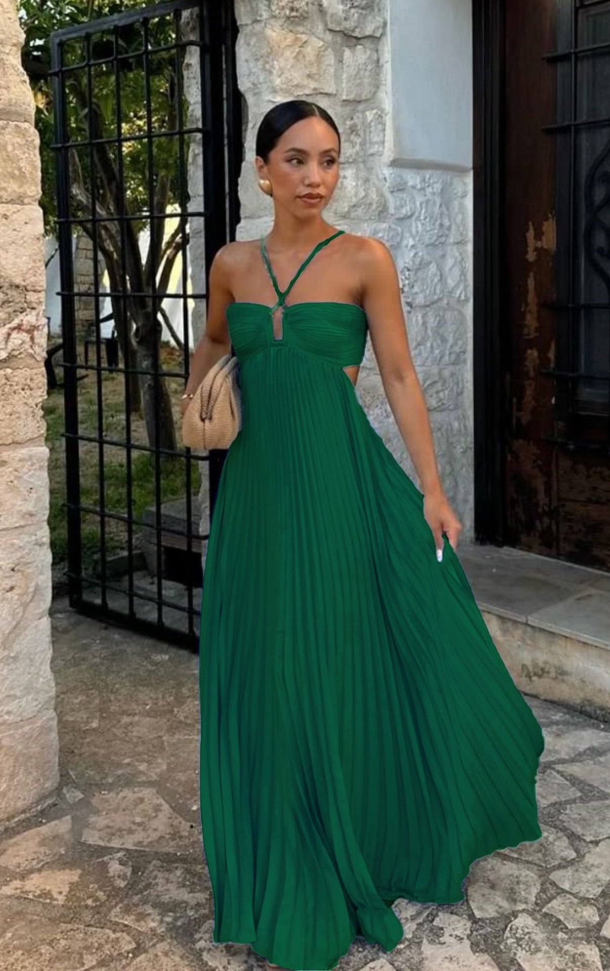 Robe bustier plissée sans manches à bretelles, taille haute et décolletée, idéale pour les soirées et les clubs