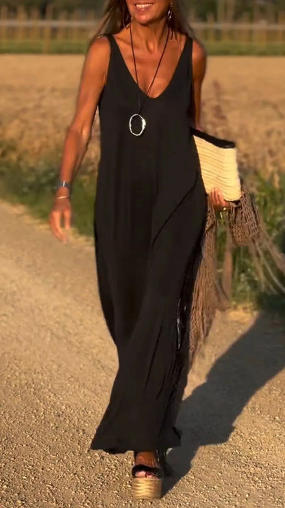 Robes à bretelles et col en V tendance et sexy pour femmes