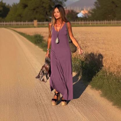 Robes à bretelles et col en V tendance et sexy pour femmes