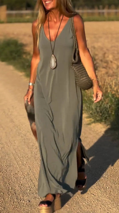 Robes à bretelles et col en V tendance et sexy pour femmes