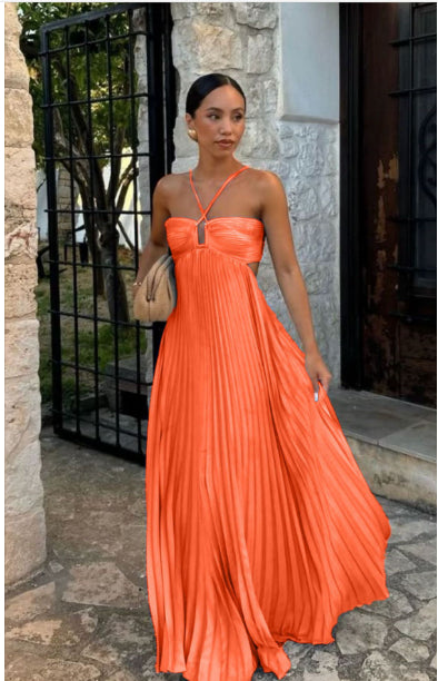 Robe bustier plissée sans manches à bretelles, taille haute et décolletée, idéale pour les soirées et les clubs