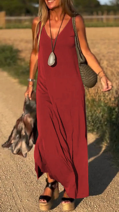 Robes à bretelles et col en V tendance et sexy pour femmes