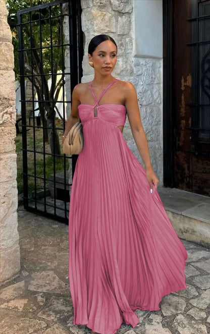 Robe bustier plissée sans manches à bretelles, taille haute et décolletée, idéale pour les soirées et les clubs